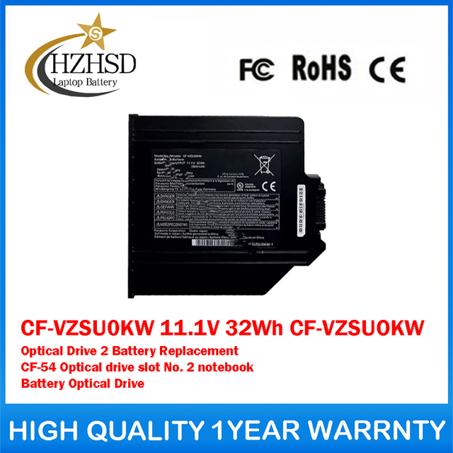 CF-VZSU0KW 11.1V 32Wh 2860mAh CF-VZSUOKW Optical Drive2 Battery Replacement For Panasonic CF-54 Optical Drive Slot No.2