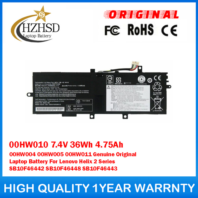 00HW010 7.4V 36Wh 4.75Ah 00HW004 00HW005 00HW011 Genuine Original Laptop Battery For Lenovo Helix 2 Series SB10F46442 SB10F46448 SB10F46443
