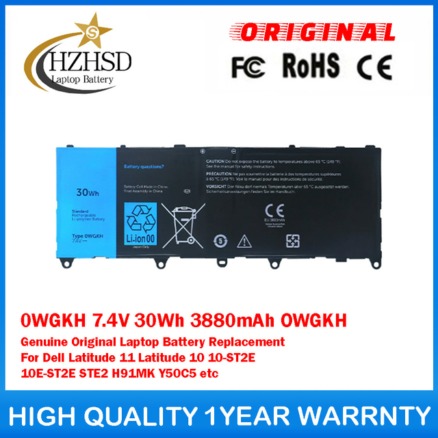 0WGKH 7.4V 30Wh 3880mAh OWGKH Genuine Original Laptop Battery Replacement For Dell Latitude 11 Latitude 10 10-ST2E 10E-ST2E STE2 H91MK Y50C5 etc