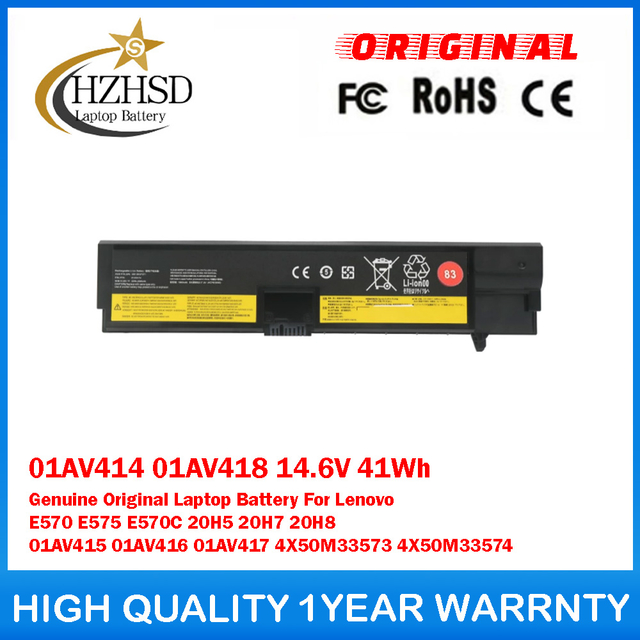 01AV414 01AV418 14.6V 41Wh Genuine Original Laptop Battery For Lenovo E570 E575 E570C 20H5 20H7 20H8 01AV415 01AV416 01AV417 4X50M33573 4X50M33574