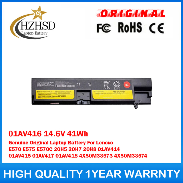 01AV416 14.6V 41Wh Genuine Original Laptop Battery For Lenovo E570 E575 E570C 20H5 20H7 20H8 01AV414 01AV415 01AV417 01AV418 4X50M33573 4X50M33574