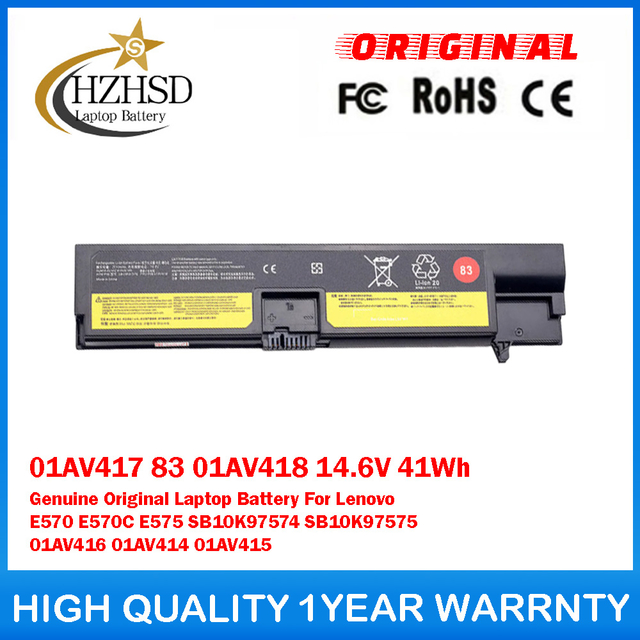01AV417 83 01AV418 14.6V 41Wh Genuine Original Laptop Battery For Lenovo E570 E570C E575 Series 01AV414 01AV415 01AV416 SB10K97575