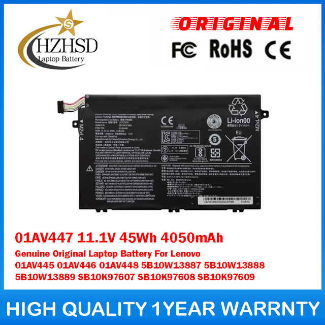01AV447 11.1V 45Wh 4050mAh Genuine Original Laptop Battery For Lenovo 01AV445 01AV446 01AV448 5B10W13887 5B10W13888 5B10W13889 SB10K97607 SB10K97608 SB10K97609