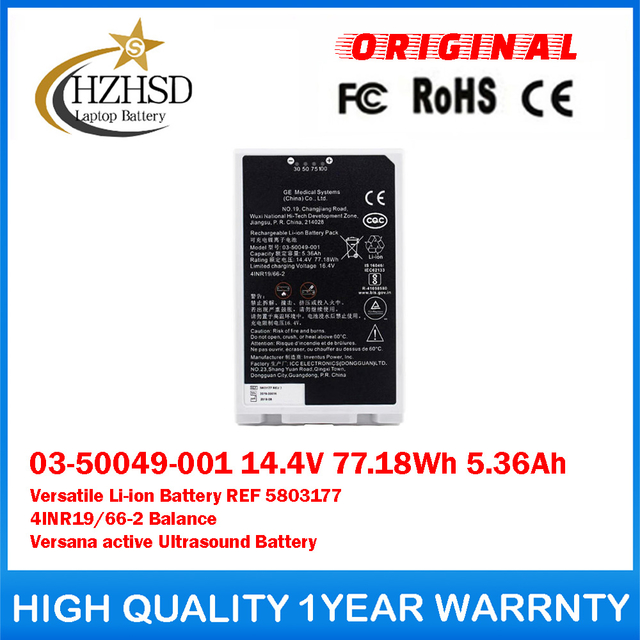 03-50049-001 14.4V 77.18Wh 5.36Ah Versatile Li-ion Battery For GE REF 5803177 4INR19/66-2 Balance Versana Active Ultrasound Battery