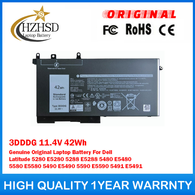 3DDDG 11.4V 42Wh Genuine Original Laptop Battery For Dell Latitude 5280 E5280 5288 E5288 5480 E5480 5580 E5580 5490 E5490 5590 E5590 5491 E5491