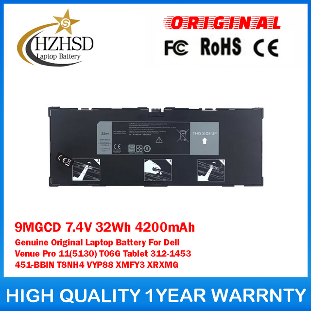 9MGCD 7.4V 32Wh 4200mAh Genuine Original Laptop Battery For Dell Venue Pro 11(5130) T06G Tablet 312-1453 451-BBIN T8NH4 VYP88 XMFY3 XRXMG