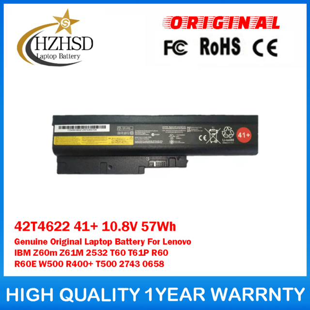 42T4622 41+ 10.8V 57Wh Genuine Original Laptop Battery For Lenovo T60 T61 T61P R500 T500 W500 SL500 42T5233 92P1137 92P1138 92P1139 92P1141