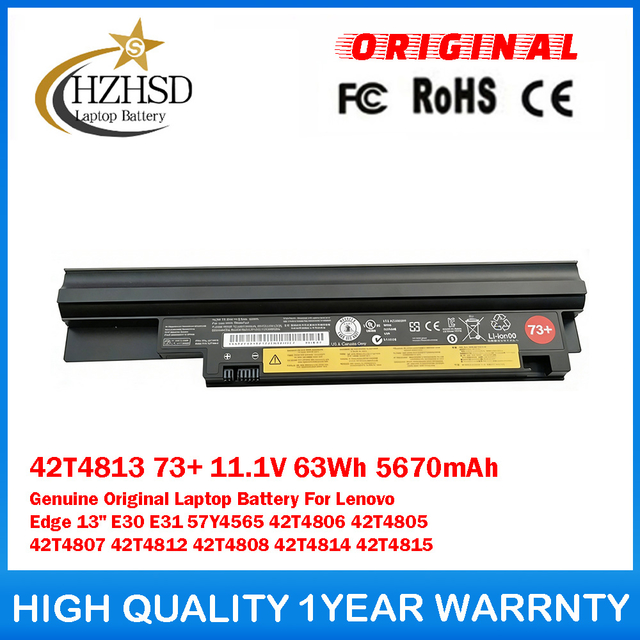 42T4813 73+ 11.1V 63Wh 5670mAh Genuine Original Laptop Battery For Lenovo Edge 13