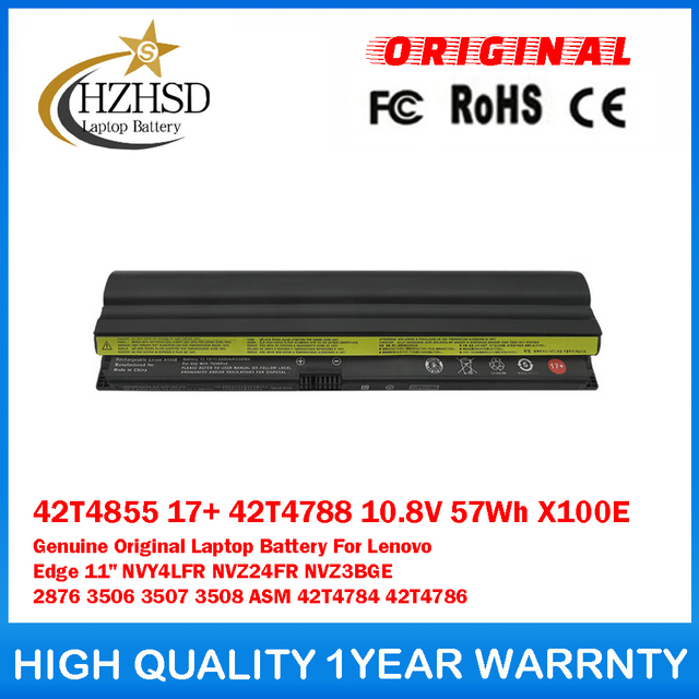 42T4855 17+ 42T4788 10.8V 57Wh X100E Genuine Original Laptop Battery For Lenovo Edge 11