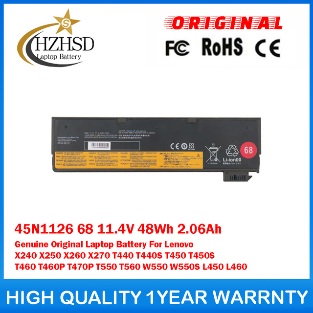 45N1126 68 11.4V 48Wh 2.06Ah Genuine Original Laptop Battery For Lenovo X240 X250 X260 X270 T440 T440S T450 T450S T460 T460P T470P T550 T560 W550 W550S L450 L460
