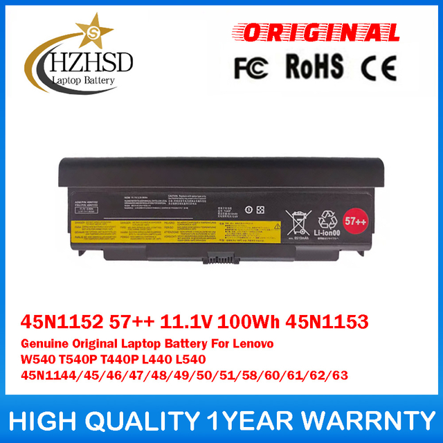 45N1152 57++ 11.1V 100Wh 45N1153 Genuine Original Laptop Battery For Lenovo W540 T540P T440P L440 L540 45N1144/45/46/47/48/49/50/51/58/60/61/62/63