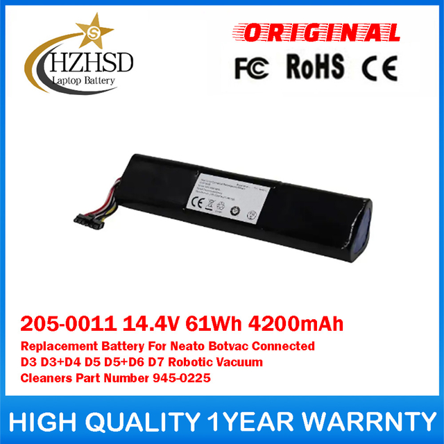205-0011 14.4V 61Wh 4200mAh Replacement Battery For Neato Botvac Connected D3 D3+D4 D5 D5+D6 D7 Robotic Vacuum Cleaners Part Number 945-0225