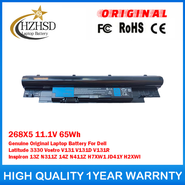268X5 11.1V 65Wh Genuine Original Laptop Battery For Dell Latitude 3330 Vostro V131 V131D V131R Inspiron 13Z N311Z 14Z N411Z H7XW1 JD41Y H2XWI