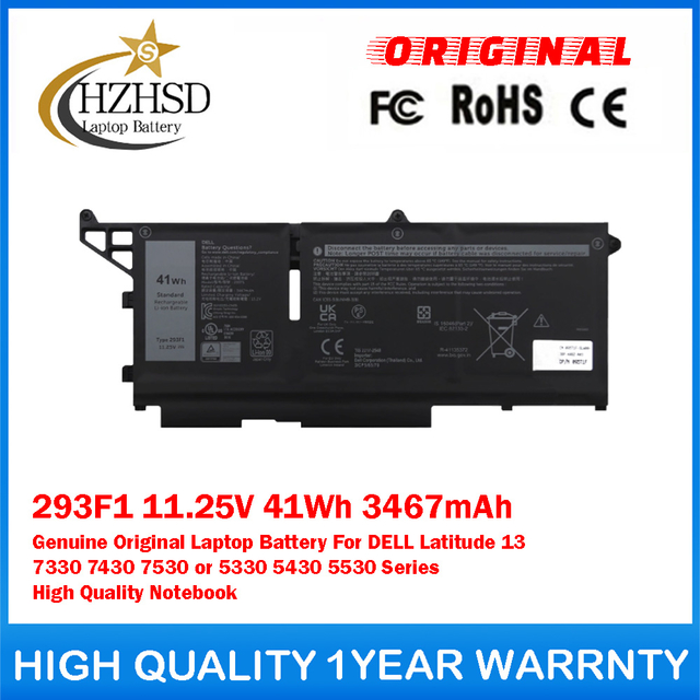 293F1 11.25V 41Wh 3467mAh Genuine Original Laptop Battery For DELL Latitude 13 7330 7430 7530 or 5330 5430 5530 Series High Quality Notebook