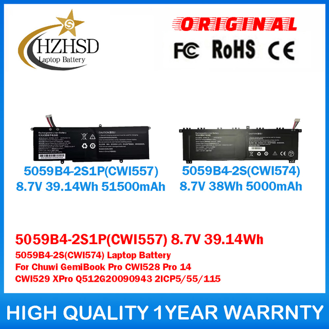 5059B4-2S1P(CWI557) 8.7V 39.14Wh 51500mAh 5059B4-2S(CWI574) Laptop Battery For Chuwi GemiBook Pro CWI528 Pro 14 CWI529 XPro Q512G20090943 2ICP5/55/115