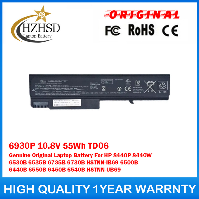 6535 6930P 10.8V 55Wh TD06 Genuine Original Laptop Battery For HP 8440P 8440W 6530B 6535B 6735B 6730B HSTNN-IB69 6500B 6440B 6550B 6450B 6540B HSTNN-UB69