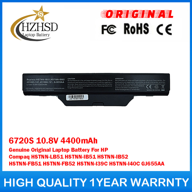 6720S 10.8V 4400mAh Genuine Original Laptop Battery For HP Compaq HSTNN-LB51 HSTNN-IB51 HSTNN-IB52 HSTNN-FB51 HSTNN-FB52 HSTNN-I39C HSTNN-I40C GJ655AA