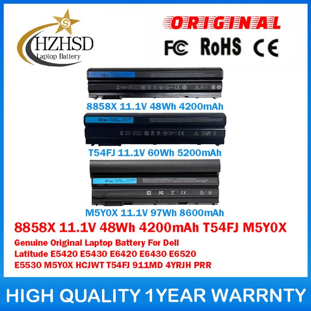 8858X 11.1V 48Wh 4200mAh T54FJ M5Y0X Genuine Original Laptop Battery For Dell Latitude E5420 E5430 E6420 E6430 E6520 E5530 M5Y0X HCJWT T54FJ 911MD 4YRJH PRR
