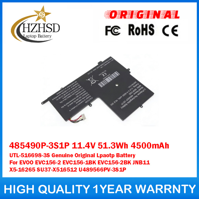 485490P-3S1P 11.4V 51.3Wh 4500mAh UTL-516698-3S Genuine Original Lpaotp Battery For EVOO EVC156-2 EVC156-1BK EVC156-2BK JNB11 X5-16265 SU37-X516512 U489566PV-3S1P