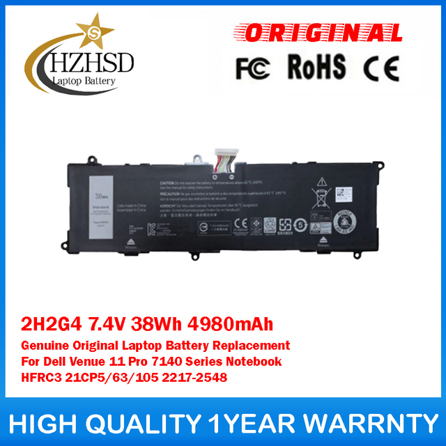 2H2G4 7.4V 38Wh 4980mAh Genuine Original Laptop Battery Replacement For Dell Venue 11 Pro 7140 Series Notebook HFRC3 21CP5/63/105 2217-2548