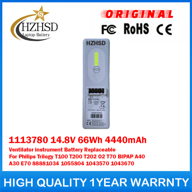 1113780 14.8V 66Wh 4440mAh Ventilator instrument Battery Replaceable For Philips Trilogy T100 T200 T202 O2 T70 BIPAP A40 A30 E70 88881034 1055804 1043570 1043670