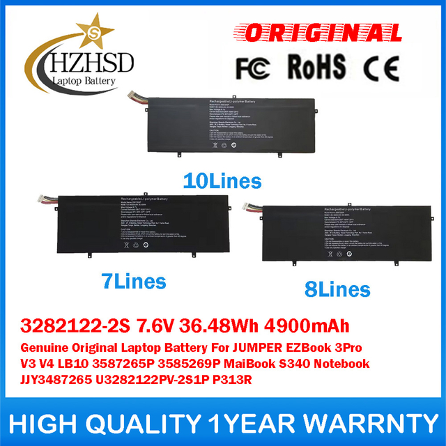 3282122-2S 7.6V 36.48Wh 4900mAh Genuine Original Laptop Battery For Jumper EZbook 3 Pro 13.3