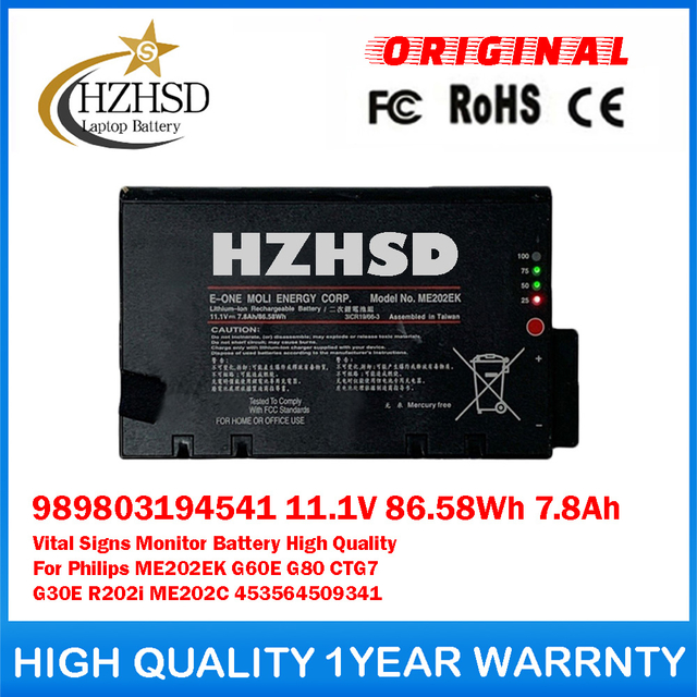 989803194541 11.1V 86.58Wh 7.8Ah Vital Signs Monitor Battery High Quality For Philips ME202EK G60E G80 CTG7 G30E R202i ME202C 453564509341