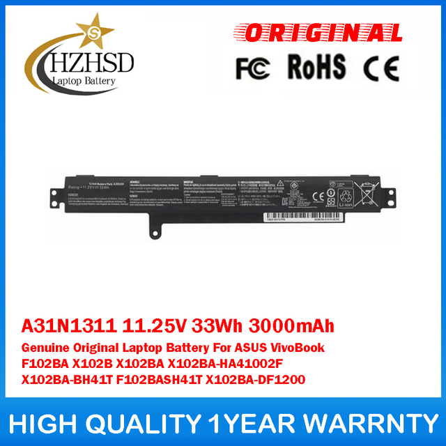 A31N1311 11.25V 33Wh 3000mAh Genuine Original Laptop Battery For ASUS VivoBook F102BA X102B X102BA X102BA-HA41002F X102BA-BH41T F102BASH41T X102BA-DF1200