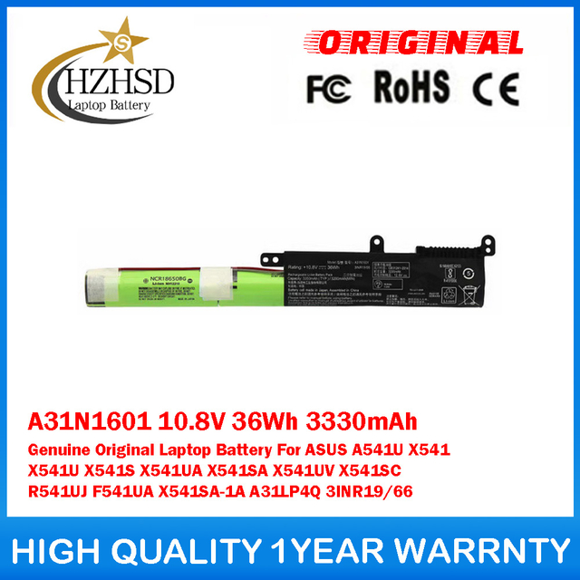 A31N1601 10.8V 36Wh 3330mAh Genuine Original Laptop Battery For ASUS A541U X541 X541U X541S X541UA X541SA X541UV X541SC R541UJ F541UA X541SA-1A A31LP4Q 3INR19/66