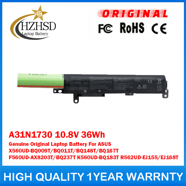 A31N1730 10.8V 36Wh Genuine Original Laptop Battery For ASUS X560UD-BQ009T/BQ011T/BQ148T/BQ167T F560UD-AX8203T/BQ237T K560UD-BQ183T R562UD-EJ155/EJ168T