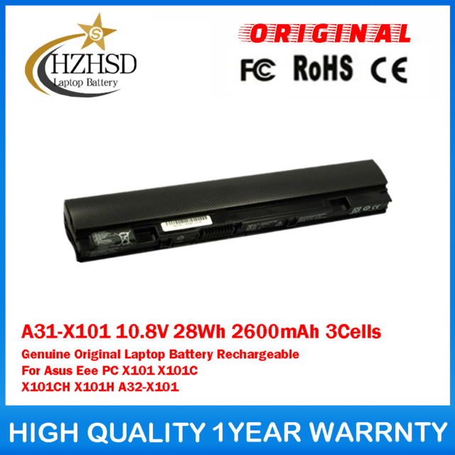 A31-X101 10.8V 28Wh 2600mAh 3Cells Genuine Original Laptop Battery Rechargeable For Asus Eee PC X101 X101C X101CH X101H A32-X101