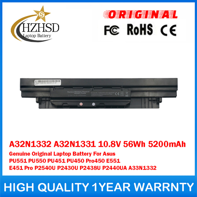 A32N1332 A32N1331 10.8V 56Wh 5200mAh Genuine Original Laptop Battery For Asus PU551 PU550 PU451 PU450 Pro450 E551 E451 Pro P2540U P2430U P2438U P2440UA A33N1332