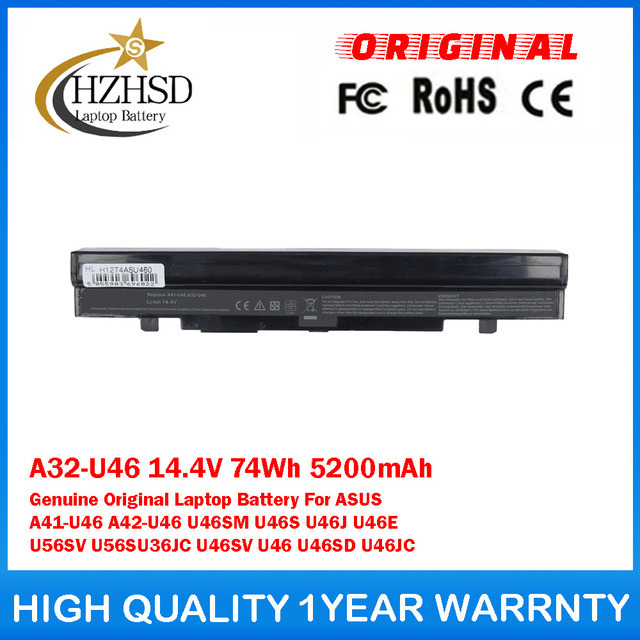 A32-U46 14.4V 74Wh 5200mAh Genuine Original Laptop Battery For ASUS A41-U46 A42-U46 U46SM U46S U46J U46E U56SV U56SU36JC U46SV U46 U46SD U46JC