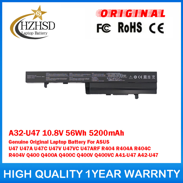 A32-U47 10.8V 56Wh 5200mAh Genuine Original Laptop Battery For ASUS U47 U47A Q400 Q400A Q400C Q400V Q400VC R404 R404A R404C R404V U47C U47V U47VC U47A A41-U47 A42-U47
