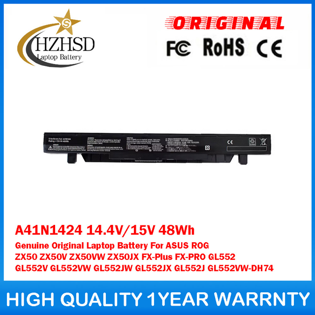 A41N1424 14.4V/15V 48Wh Genuine Original Laptop Battery For ASUS ROG ZX50 ZX50V ZX50VW ZX50JX FX-Plus FX-PRO GL552 GL552V GL552VW GL552JW GL552JX GL552J GL552VW-DH74