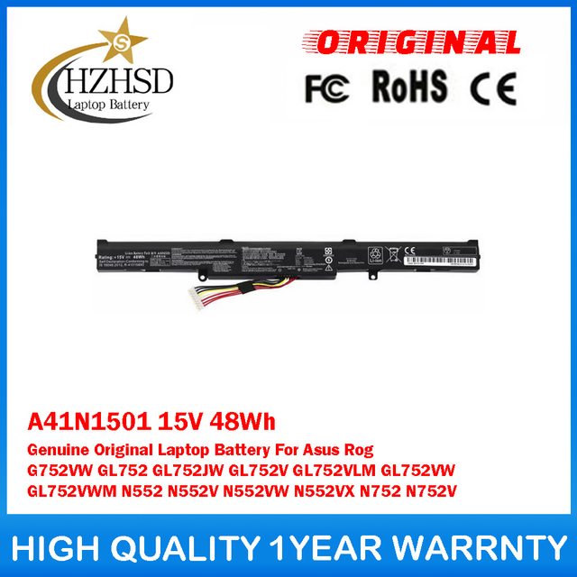 A41N1501 15V 48Wh Genuine Original Laptop Battery For Asus Rog G752VW GL752 GL752JW GL752V GL752VLM GL752VW GL752VWM N552 N552V N552VW N552VX N752 N752V