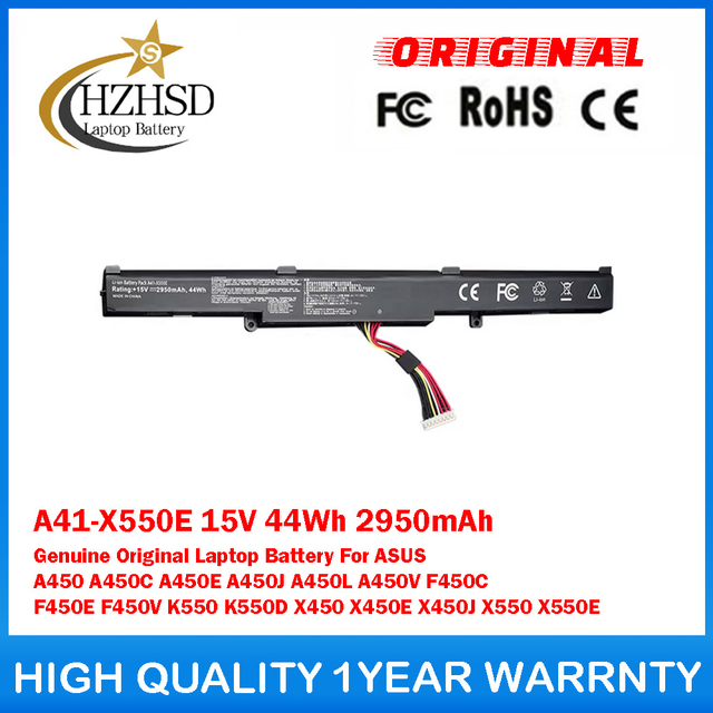 A41-X550E 15V 44Wh 2950mAh Genuine Original Laptop Battery For ASUS A450 A450C A450E A450J A450L A450V F450C F450E F450V K550 K550D X450 X450E X450J X550 X550E