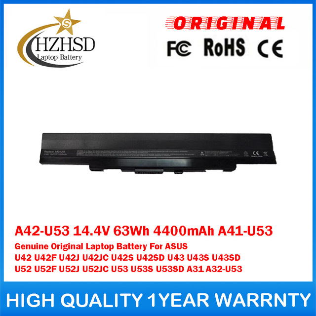 A42-U53 14.4V 63Wh 4400mAh A41-U53 Genuine Original Laptop Battery For ASUS U42 U42F U42J U42JC U42S U42SD U43 U43S U43SD U52 U52F U52J U52JC U53 U53S U53SD A31 A32-U53