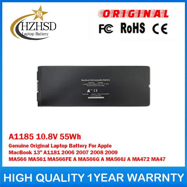 A1185 10.8V 55Wh Genuine Original Laptop Battery For Apple MacBook 13