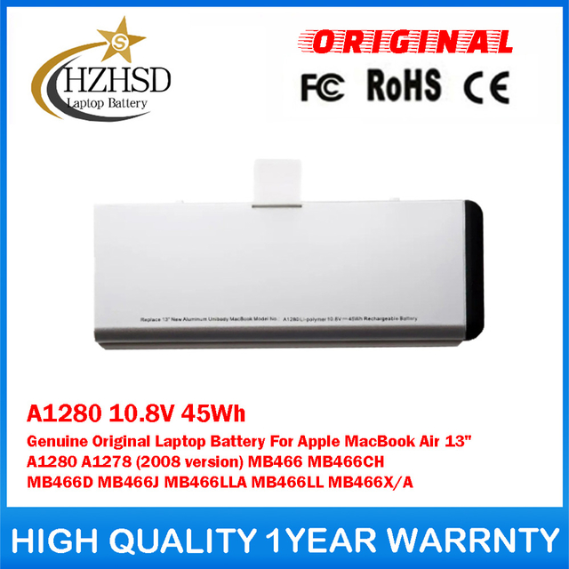 A1280 10.8V 45Wh Genuine Original Laptop Battery For Apple MacBook Air 13