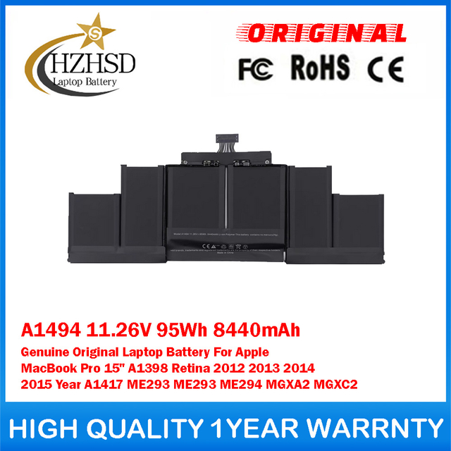 A1494 11.26V 95Wh 8440mAh Genuine Original Laptop Battery For Apple MacBook Pro 15