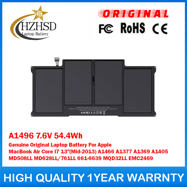 A1496 7.6V 54.4Wh Genuine Original Laptop Battery For Apple MacBook Air Core I7 13