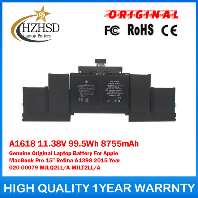 A1618 11.38V 99.5Wh 8755mAh Genuine Original Laptop Battery For Apple MacBook Pro 15