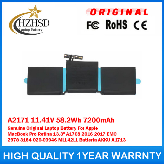 A2171 11.41V 58.2Wh 7200mAh Genuine Original Laptop Battery For Apple MacBook Pro Retina 13.3