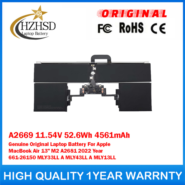 A2669 11.54V 52.6Wh 4561mAh Genuine Original Laptop Battery For Apple MacBook Air13