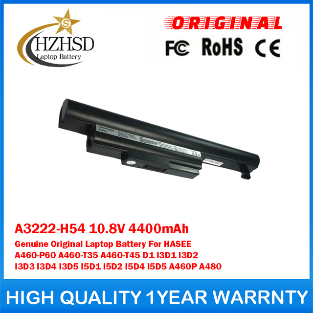 A3222-H54 10.8V 4400mAh Genuine Original Laptop Battery For HASEE A460-P60 A460-T35 A460-T45 D1 I3D1 I3D2 I3D3 I3D4 I3D5 I5D1 I5D2 I5D4 I5D5 A460P A480