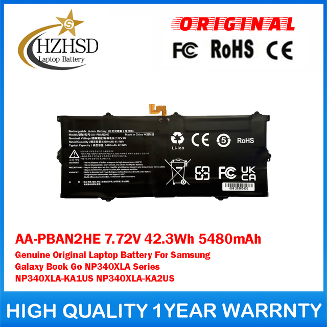 AA-PBAN2HE 7.72V 42.3Wh 5480mAh Genuine Original Laptop Battery For Samsung Galaxy Book Go NP340XLA Series NP340XLA-KA1US NP340XLA-KA2US