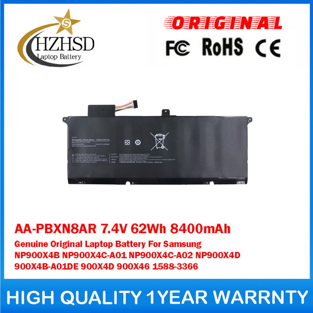 AA-PBXN8AR 7.4V 62Wh 8400mAh Genuine Original Laptop Battery For Samsung NP900X4B NP900X4C-A01 NP900X4C-A02 NP900X4D 900X4B-A01DE 900X4D 900X46 1588-3366