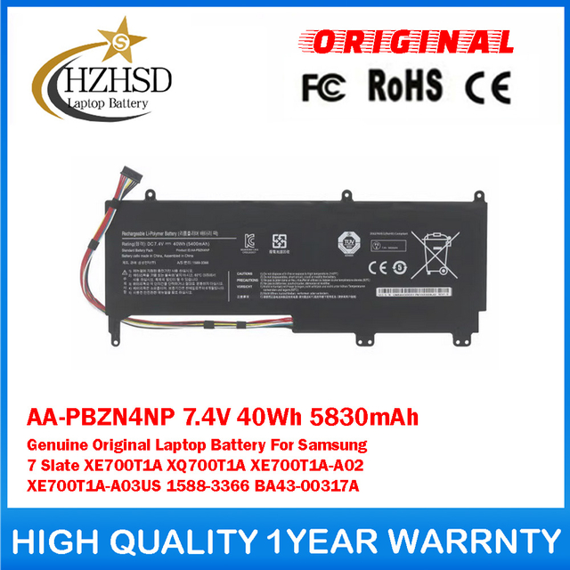 AA-PBZN4NP 7.4V 40Wh 5830mAh Genuine Original Laptop Battery For Samsung 7 Slate XE700T1A XQ700T1A XE700T1A-A02 XE700T1A-A03US 1588-3366 BA43-00317A