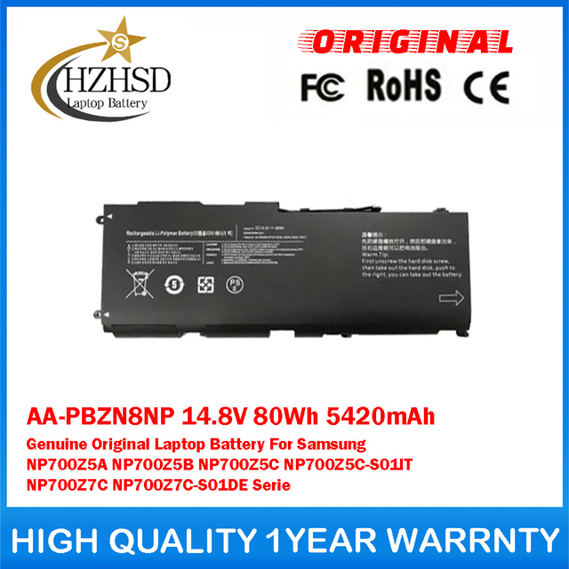 AA-PBZN8NP 14.8V 80Wh 5420mAh Genuine Original Laptop Battery For Samsung NP700Z5A NP700Z5B NP700Z5C NP700Z5C-S01IT NP700Z7C NP700Z7C-S01DE Series